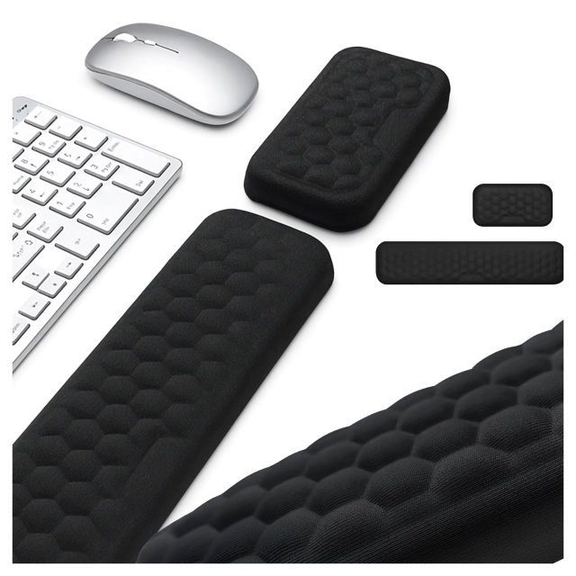 Alogy ErgoSupport™ Memory Foam Wrist Rest, Ergonomic Keyboard and Mouse Set, Anti-Slip and Breathable – Black