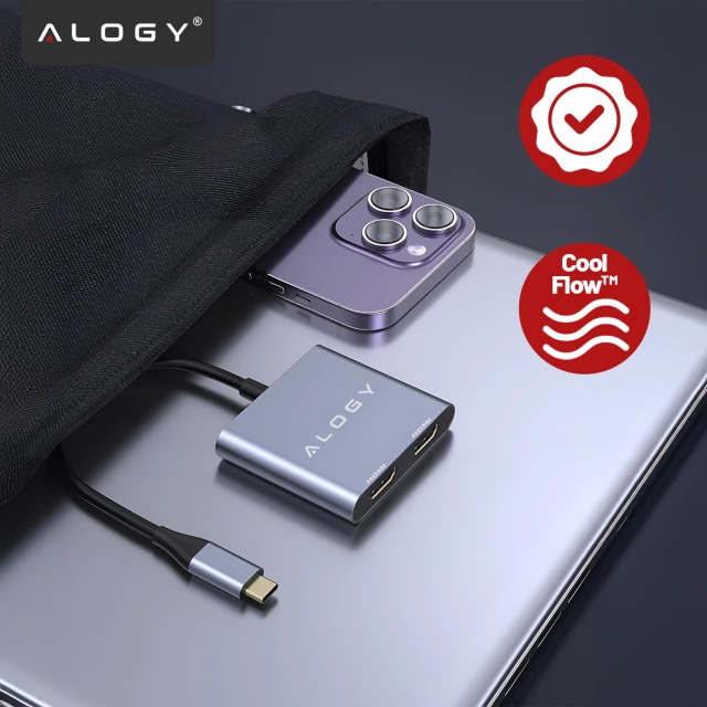 HUB splitter Alogy Adaptér pro počítačový notebook s USB-C na 3x USB-A 2.0 1x USB-A 3.0 šedý