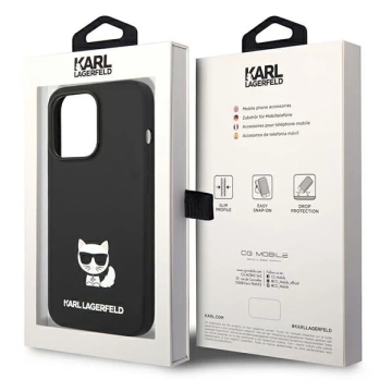 Etui Karl Lagerfeld KLHCP14XSLCTBK pro iPhone 14 Pro Max 6,7" pevný obal Silikonové tělo Choupette černé/černé