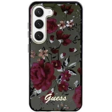 Etui Guess GUHCS23MHCFWSA do Samsung Galaxy S23 Plus S916 pevné puzdro zielony/kaki Flower Collection