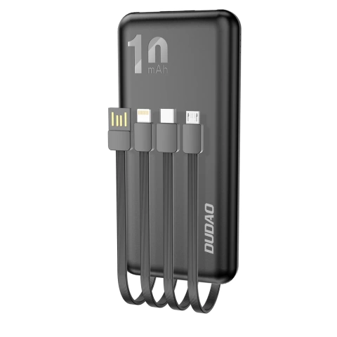 Dudao K6Pro Universal 10000mAh Power Bank s USB káblom, USB Type C, Lightning Black (K6Pro-black)