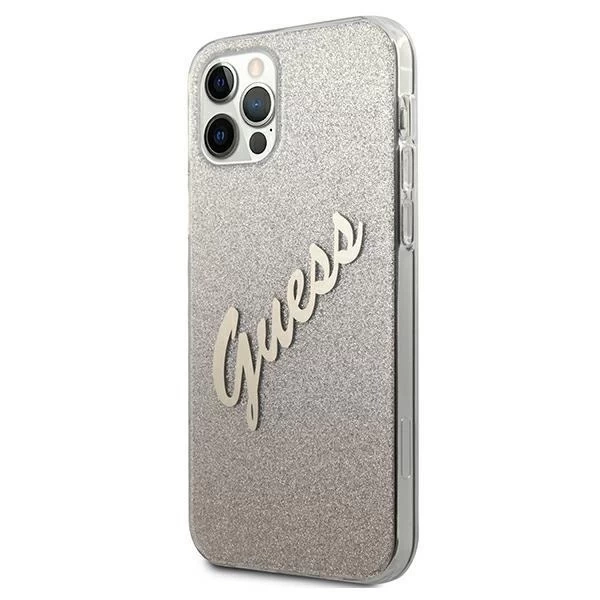 Guess GUHCP12LPCUGLSGO iPhone 12 Pro Max 6,7" złoty/золотий жорсткий чохол Glitter Gradient Script
