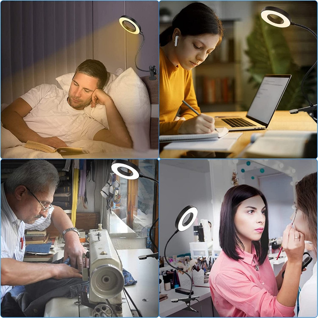 Lamp flexible ring lamp Alogy clip ring for desk flexible universal remote control USB Black