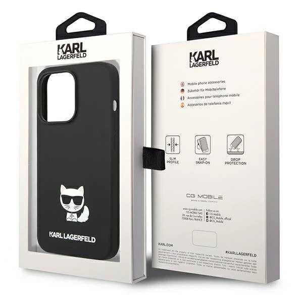 Etui Karl Lagerfeld KLHCP14XSLCTBK pro iPhone 14 Pro Max 6,7" pevný obal Silikonové tělo Choupette černé/černé