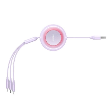 Baseus Bright Mirror 2 3in1 USB cable, micro USB / Lightning / USB-C, flat, 3.5A, 1.1m (purple)