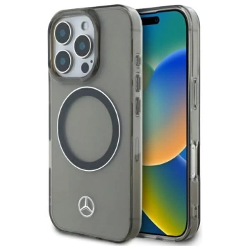 Чохол Mercedes для iPhone 16 Pro Max 6.9" Black Hardcase Silver Ring MagSafe