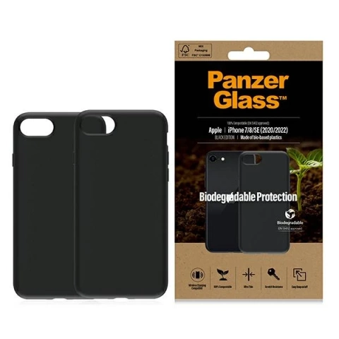 Etui PanzerGlass Biodegradable Case do iPhone SE 2022 / SE 2020 / 7 / 8 czarny/black 0346