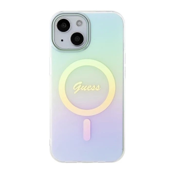 Etui Guess GUHMP15SHITSQ pro iPhone 15 6,1" turkusově/tyrkysové pevné pouzdro IML Iridescent MagSafe