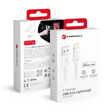 Kábel USB-C na Lightning 1m Forcell MFi Apple iPhone iPad CarPlay 12W