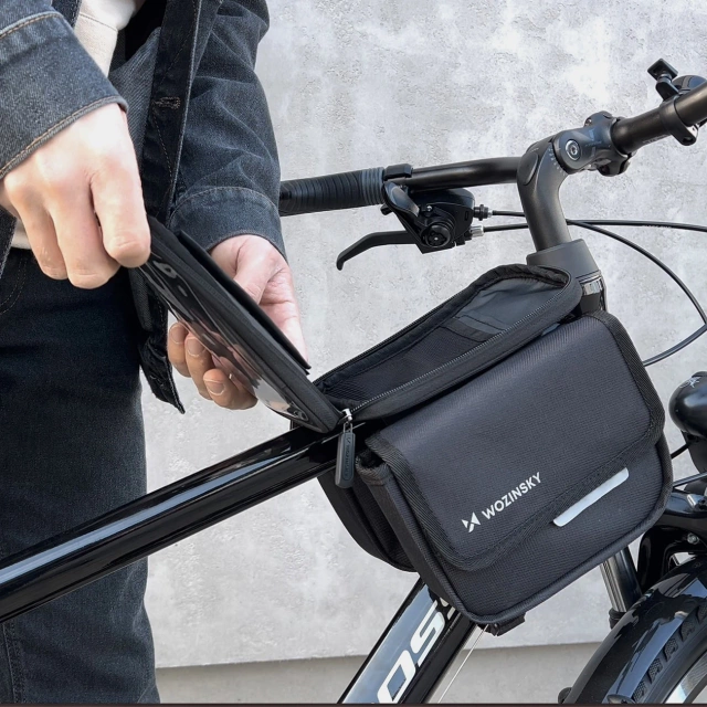 Wozinsky Fahrradrahmentasche Fahrradtasche wasserdichte Handyhülle 1,5l Schwarz (WBB26BK)