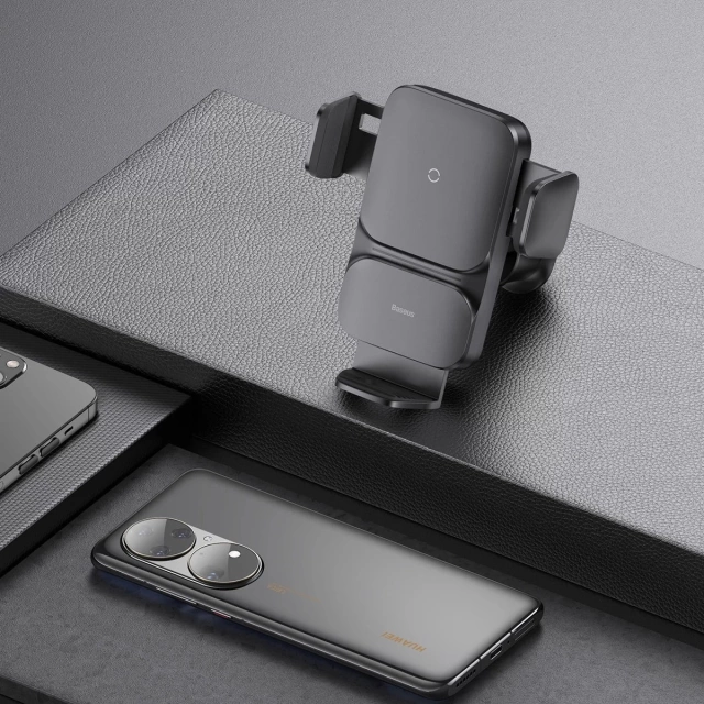 Baseus Wisdom Car Holder for a car phone with a QI inductive charger for a grille Black