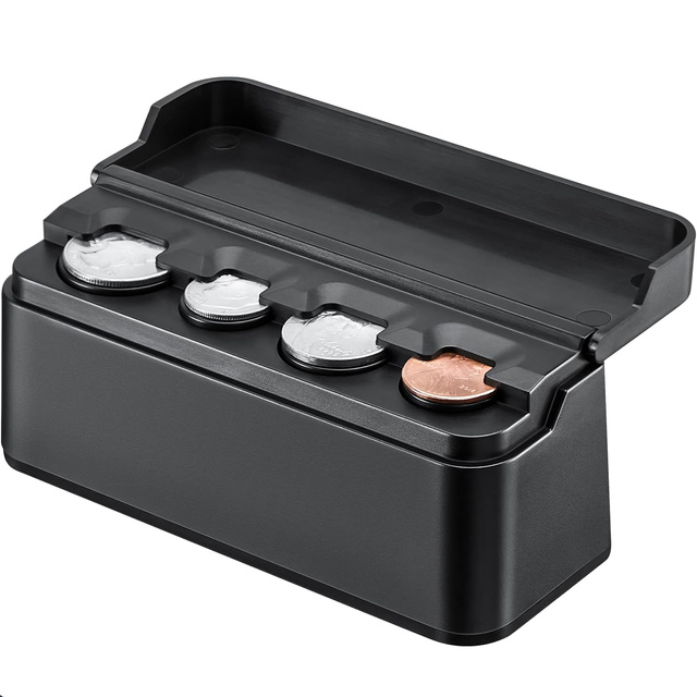 Coin Box Coin Holder Wallet Organizer Storage Box for Small Coins for Car Cars Offices Home Box Alogy Black