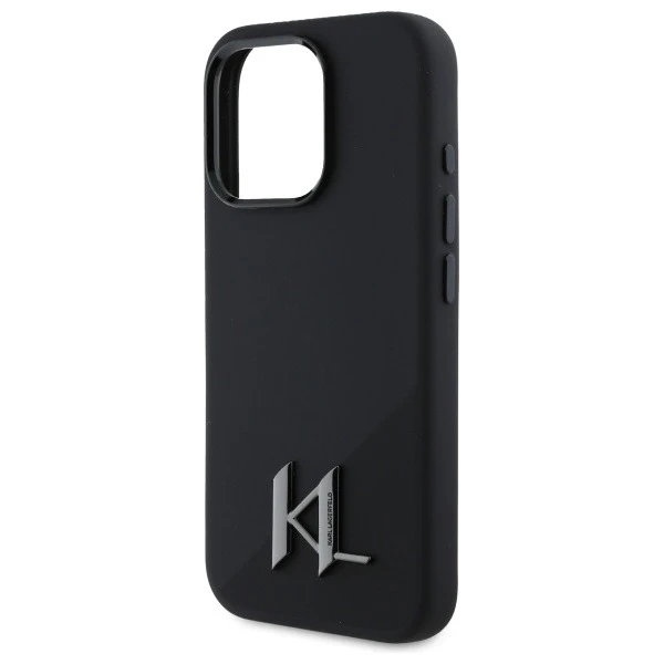 Etui Karl Lagerfeld для iPhone 16 Pro 6.3" Czarny Hardcase Silicone Shadow Metal Initial MagSafe