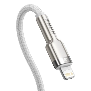 Kábel USB-C na Lightning Baseus Cafule, PD, 20W, 2m (biely)
