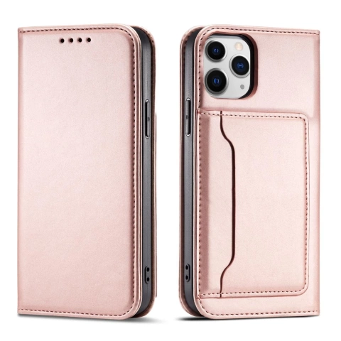 Puzdro na magnetickú kartu pre iPhone 12 Pro Max Pouch Card Wallet Card Holder Pink