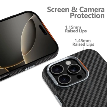 Puzdro MagSafe Tech-Protect Ion Carbon pre iPhone 16 Pro, čierne/strieborné