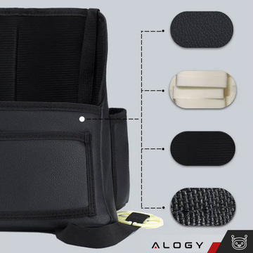 Organizér do auta do auta mezi sedadlo autosedačka Alogy Car držák na pití kapesníčky Black 2x držák na opěrku hlavy