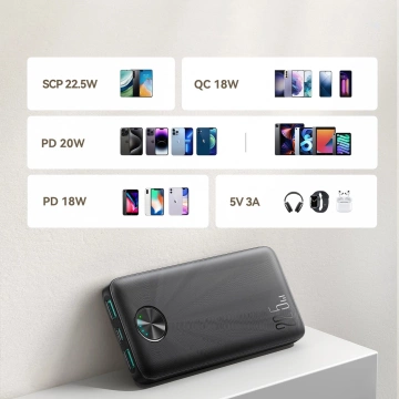 Joyroom Powerbank 10000mAh USB-C USB-A 22,5 Вт - чорний
