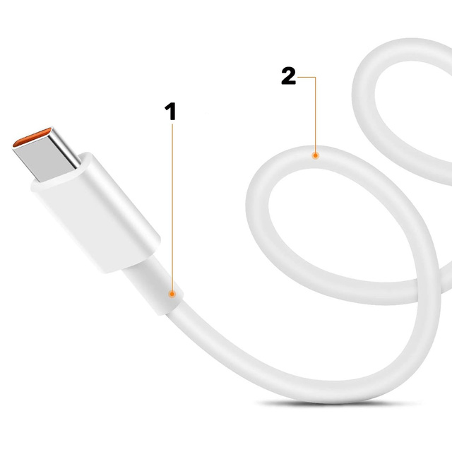 Xiaomi originálny USB - USB-C kábel typu C silný rýchly 120W PD 6A 1M drôt Biely