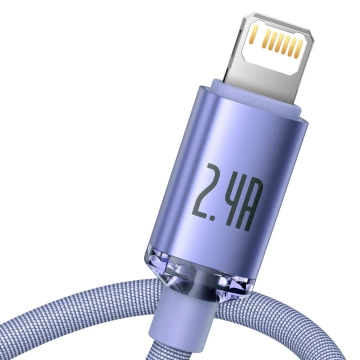 Baseus Crystal Shine Series kabel USB kabel pro rychlé nabíjení a přenos dat USB Typ A - Lightning 2,4A 2m fialový (CAJY000105)