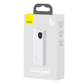 Powerbanka Baseus Adaman2 s digitálnym displejom 2x USB-A / 1x USB-C 10000mAh 30W - biela