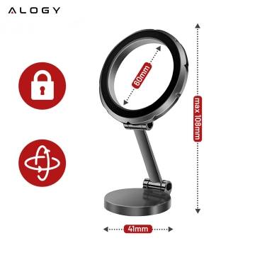 Автомобільний тримач Alogy для MagSafe Магнітний тримач для телефону на приладову панель автомобіля Чорний