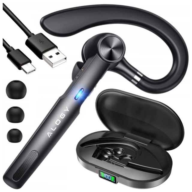 Wireless headset for Bluetooth 4.0 calls car headset with display V8 Black