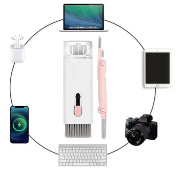 Cleaner Multifunkční čistící sada pro airpods 7v1 klávesnice Růžová a bílá