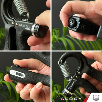 Rukoväť rukoväte na cvičenie, nastaviteľný vysoký odpor 10-60kg Alogy Sport grip s reguláciou a pultom Black