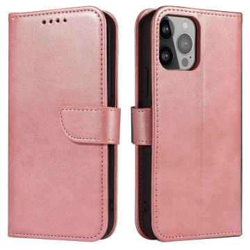 Magnet Case elegant case cover with a flap and stand function iPhone 14 Plus pink