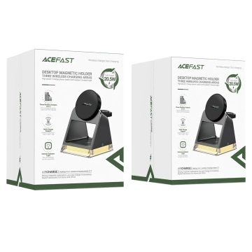 Acefast E17 MagSafe 3in1 Inductive Charger 15W USB-A USB-C Cable - Black