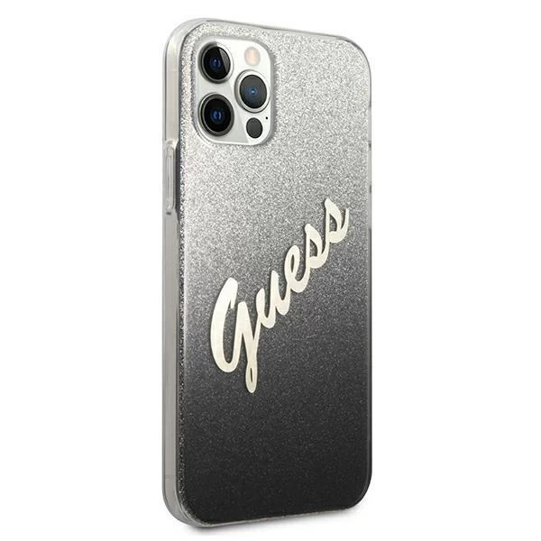 Guess GUHCP12LPCUGLSBK iPhone 12 Pro Max 6,7" чорний/чорний твердий чохол Glitter Gradient Script