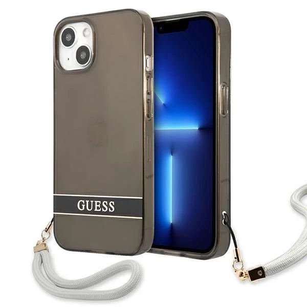 Guess GUHCP13MHTSGSK iPhone 13 6,1" čierne/čierne pevné puzdro Translucent Stap