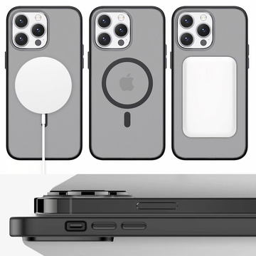 Матовий чохол Alogy MagCase для MagSafe Case with Magnetic Ring для Apple iPhone 13 Pro Black Glass