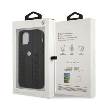 BMW BMHCP12LRSPPK Phone Case für Apple iPhone 12 Pro Max 6.7" schwarz/schwarz Hardcase Leather Curve Perforate