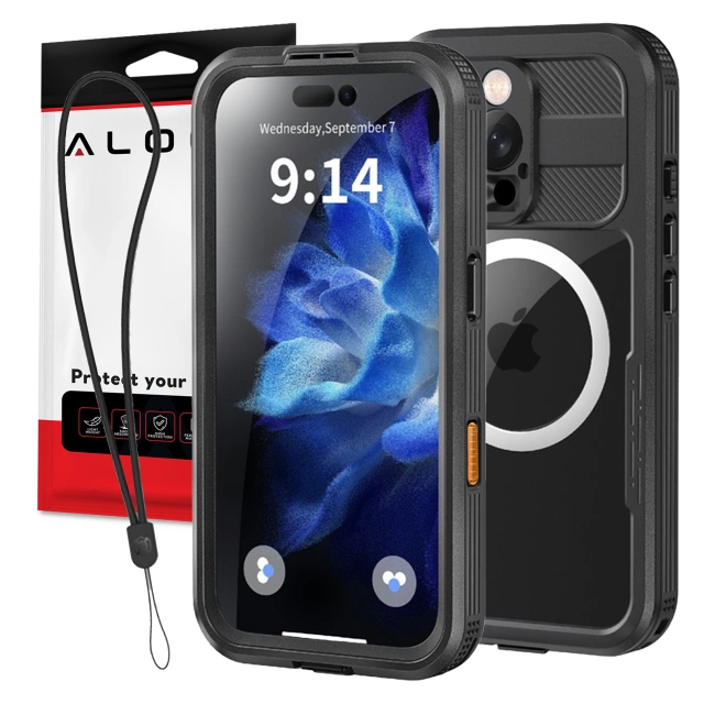 Etui Wodoodporne Alogy HydroArmor™ IP68 Case z przezroczystym tyłem Pancerna obudowa 360 do MagSafe do Apple iPhone 16 Pro Max