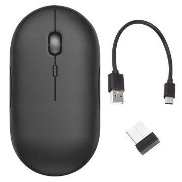 Alogy kabellose Maus, kleine ergonomische Maus für Laptop, PC, Bluetooth, 2,4 GHz, leise, Schwarz