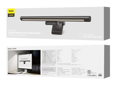 Adjustable LED lamp for the Baseus I-Wok Pro computer monitor with clip Black