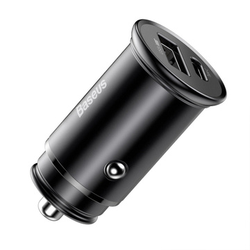 Baseus Circular Metal USB USB-C PD QC4.0 5A 30W car charger black