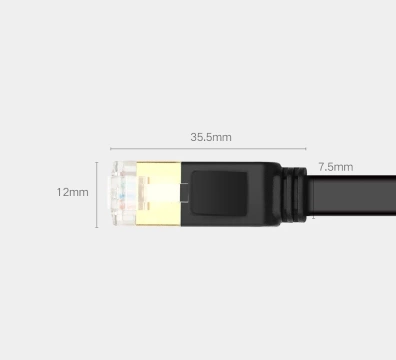 Flat cable UGREEN Ethernet patch cord RJ45 Cat 7 STP LAN 10 Gbps 10 m black (NW106 11265)