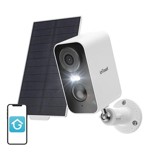 ieGeek Wireless Outdoor WiFi Camera 3MP White with Solar Panel