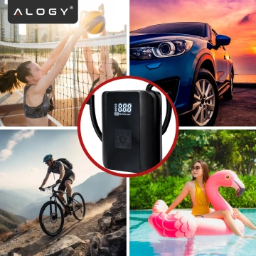 Elektrická pumpa na kolo pro kolo Bezdrátový automobilový vzduchový kompresor přenosný se svítilnou 150 PSI Alogy Black