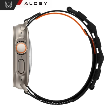 Alogy Nylon Strap band with Velcro for Apple Watch 42/44/45/49mm Black