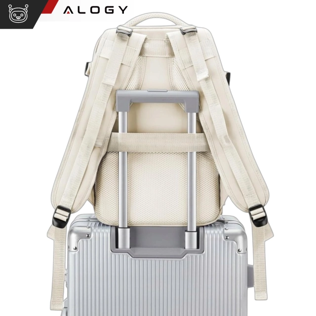 Women's Laptop Backpack Travel Suitcase Luggage for Plane Work School 45x30x20cm Alogy Beige