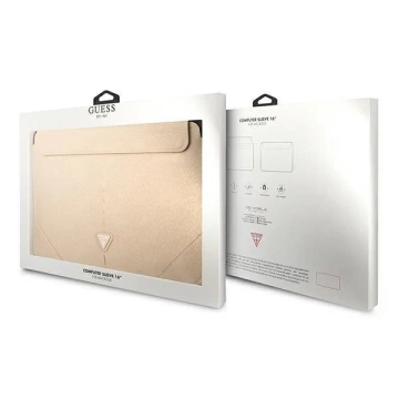 Guess Sleeve GUCS16PSATLE 16" beżowy /béžové logo Saffiano Triangle