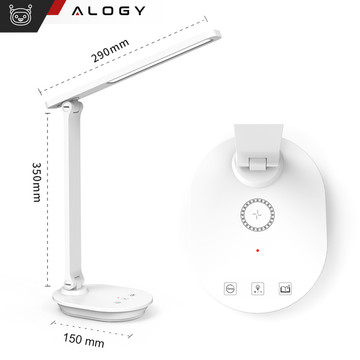 LED stolová nočná lampa s QI 15W USB indukčnou nabíjačkou na čítací stôl Časový spínač Alogy Desk White