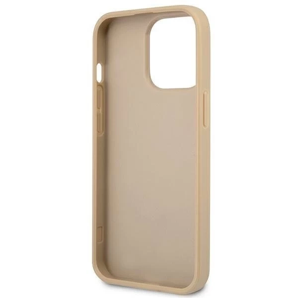 Guess GUHCP13LPSATLE iPhone 13 Pro / 13 6,1" beżowy/beige Hardcase SaffianoTriangle Logo