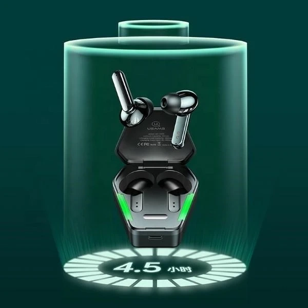 Bluetooth 5.0-Kopfhörer USAMS TWS JY-Serie Kabellose Gaming-Ohrhörer schwarz/schwarz BHUJY01