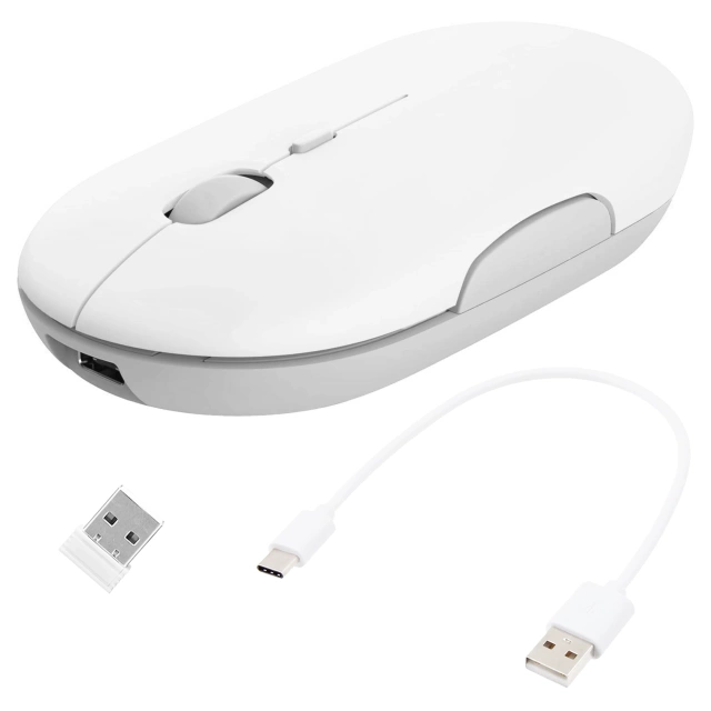 Alogy Wireless Mouse Ergonomic Small Mouse for Laptop PC Bluetooth 2.4GHz Silent White