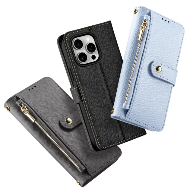 Etui do iPhone 15 Pro Dux Ducis Lawa Wallet Skórzane Mag Czarny